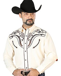 Camisa Vaquera Beige Bordada El Señor DL Cielos 126694