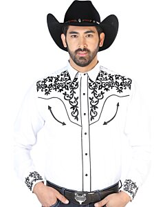 Camisa Vaquera Bordada Blanca Con Negro 126702