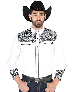 Camisa Vaquera Bordada De Lujo Blanca 126705