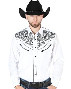 Camisa El Señor DL Cielos Blanca Bordado Negro Vaquera 44188