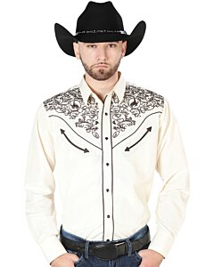 Camisa El Señor DL Cielos Bordada Beige Vaquera 44189