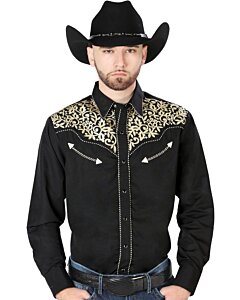 Camisa Vaquera Negra Bordada El Señor DL Cielos 44192