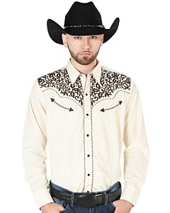 Camisa Vaquera Beige Bordada El Señor DL Cielos 44193