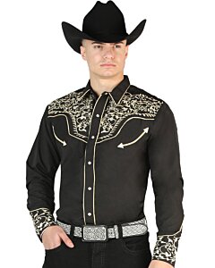 Camisa Negra Vaquera Bordada El Señor DL Cielos 44195