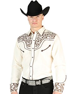 Camisa Beige Vaquera Bordada El Señor DL Cielos 44196