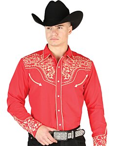 Camisa Roja Vaquera Bordada El Señor DL Cielos 44197