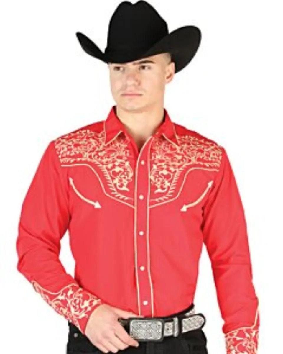 Camisa Roja Vaquera Bordada El Señor DL Cielos 44197