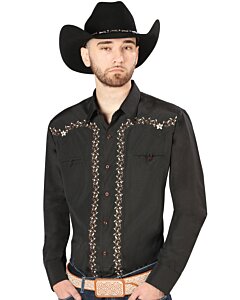 Camisa Vaquera Bordada El Señor De Los Cielos Color Negro
