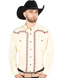 Camisa Vaquera Beige Bordada El Señor DL Cielos 44201
