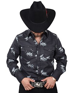 Camisa Vaquera Negra Con Caballos WD 11-883