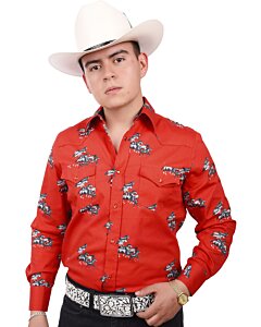 Camisa Vaquera Roja Con Caballos WD 11-884