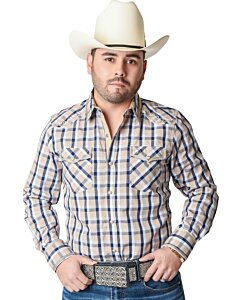 Camisa Vaquera A Cuadros Color Beige WD 11-880