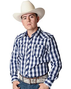 Camisa Vaquera A Cuadros Color Blanco Con Azul WD 11-903