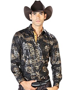 Camisa Vaquera Fina Color Negro-Oro ESDLC 43570