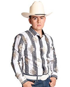 Camisa Vaquera Blanca Con Grecas WD 11-887