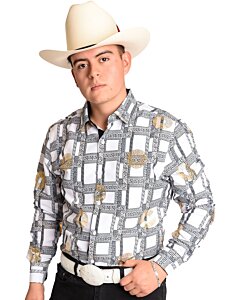 Camisa Vaquera Grecas Blanco-Negro WD 11-895