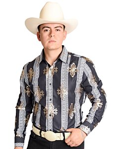 Camisa Vaquera Negra Con Grecas WD 11-886