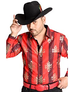 Camisa Vaquera Roja Con Grecas WD 11-888