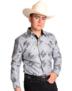 Camisa Vaquera Color Gris Con Estampado Negro WD 11-889