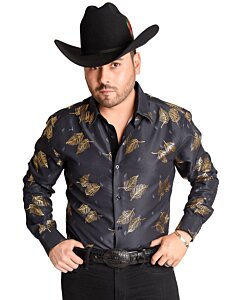 Camisa Vaquera A Cuadros Negra-Oro WD 11-890