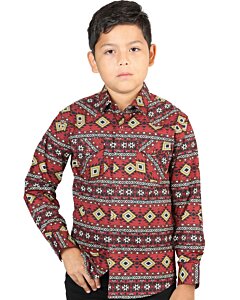 Camisa Color Burgundy-Multicolor Vaquera Para Niño El General 44413