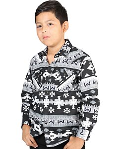 Camisa Color Negro Con Blanco Vaquera Para Niño El General 44444