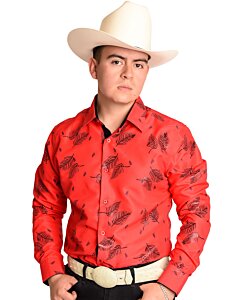 Camisa Vaquera Roja Con Estampado Negro WD 11-893