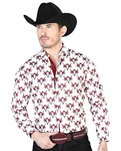 Camisa Vaquera Calavera De Toro ESDLC 43683 Color Marfil
