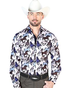 Camisa Vaquera Fina ESDLC 43692 Color Taupe Diseño Caballos