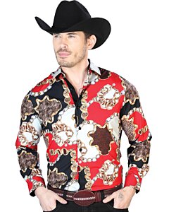 Camisa Vaquera Fina ESDLC 43700 Color Negro Y Rojo
