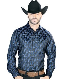 Camisa Negra Con Azul Jacquard Centenario 43707