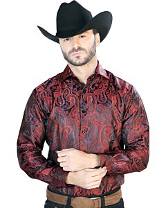 Camisa Fina Rojo-Negro Jacquard Centenario 43708