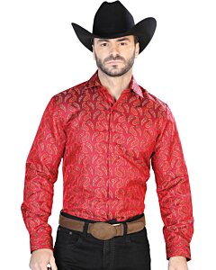 Camisa Fina Jacquard Centenario 43741 Color Rojo