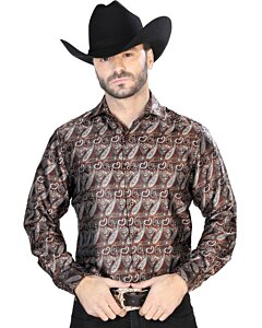 Camisa Fina Jacquard Centenario 43751 Color Café