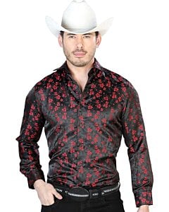 Camisa Negra Con Rojo Jacquard Centenario 43756