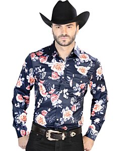 Camisa Navy Vaquera Estampado Rosas ESDLC 44089