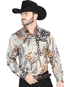 Camisa Vaquera Estampada ESDLC 44102 Color Taupe