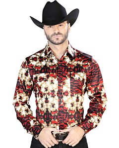 Camisa Vaquera Estampada ESDLC 44103 Color Burgundy