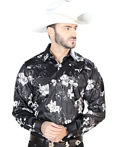 Camisa Vaquera Estampado Flores ESDLC 44109 Color Negro-Blanco
