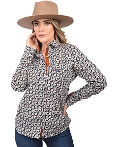 Blusa Vaquera Negra Floreada WD 11-529