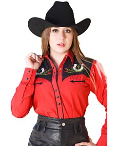 Blusa Vaquera Bordada Roja WD 11-543