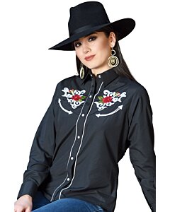 Blusa Vaquera Negra Bordada WD 11-546