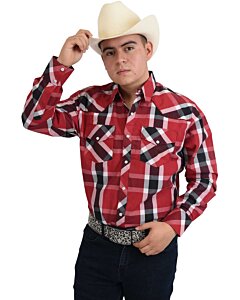 Camisa Vaquera A Cuadros White Diamonds Western Wear 10-935 Color Rojo