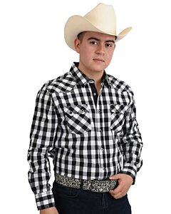 Camisa Vaquera Tradicional De Cuadros White Diamonds 10-937 Color Negro / Blanco