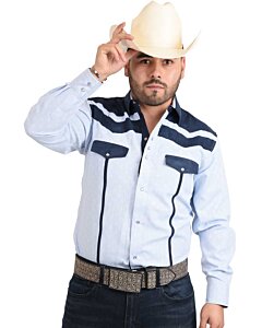 Camisa Vaquera De Lujo White Diamonds Western Wear 10-943 Color Azul