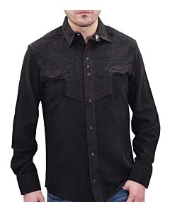Camisa Vaquera Negra Gamuza Bordada WD Boots 806