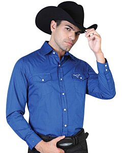 CAMISA VAQUERA MANGA LARGA EL GENERAL 2019-105 AZUL COBALTO