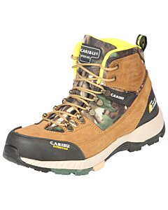 Caribu 44368 men's outdoor expedition shoes with caramel nubuck leather and camouflage accents, featuring a lace-up design and rubber/phylon outsole.