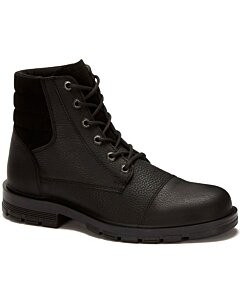 Botín Casual Negro De Piel Para Hombre Agujetas