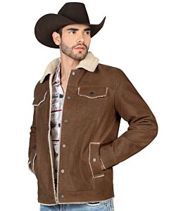 Chamarra para Hombre Montero 0892 Camel de Piel Sintética con Forro Tipo Borrego.